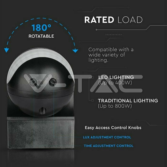 V-TAC VT-8028 Wired Infrared Motion Sensor 180° Detection Angle Scope 12m