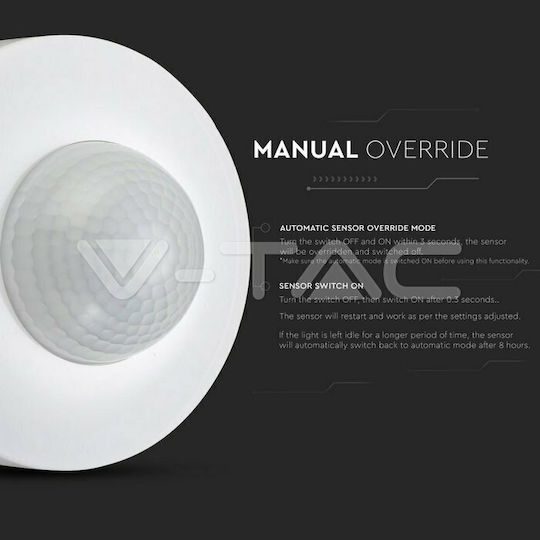 V-TAC VT-8049 Wired Infrared Motion Sensor 360° Detection Scope 12m