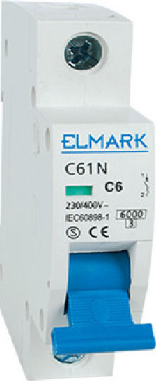 Elmark 1-Pole Automatic Circuit Breaker 6A C61N 6kA C 41106C