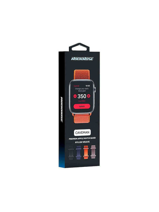 Rockrose Caveman Armband Stoff Orange (Apple Watch 44/45/46mm/Ultra 49mm) RRBAWCO