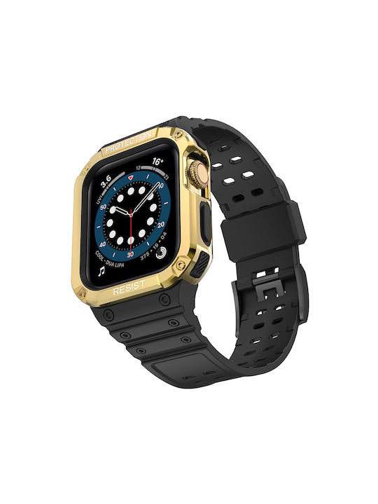 Hurtel Armored Θήκη & Λουράκι Μαύρο/Χρυσό (Compatible with Apple Watch 7, SE) Hurtel Armored Θήκη & Λουράκι Μαύρο/Χρυσό (Compatible with Apple Watch 7, SE)