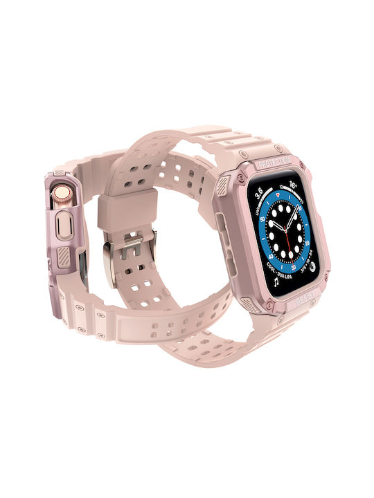 Hurtel Armored Θήκη & Λουράκι Σιλικόνης Ροζ (Apple Watch 42/44/45mm)