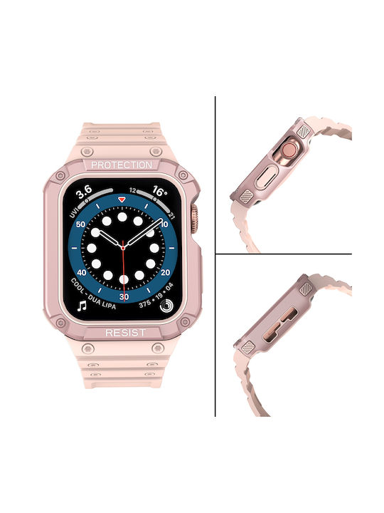 Hurtel Armored Θήκη & Λουράκι Σιλικόνης Ροζ (Apple Watch 42/44/45mm)