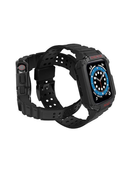 Hurtel Armored Case & Strap Silicone Black (Apple Watch 38/40/41/42mm)