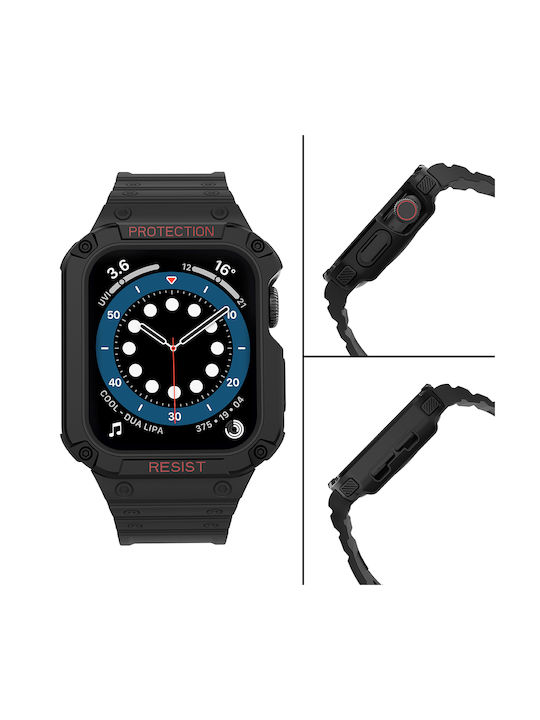 Hurtel Armored Case & Strap Silicone Black (Apple Watch 38/40/41/42mm)