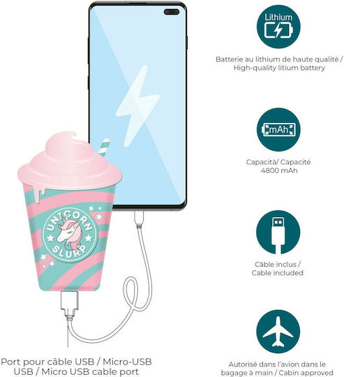 Legami Milano My Super Power 4800mAh cu Port USB-A Milkshake Unicorn