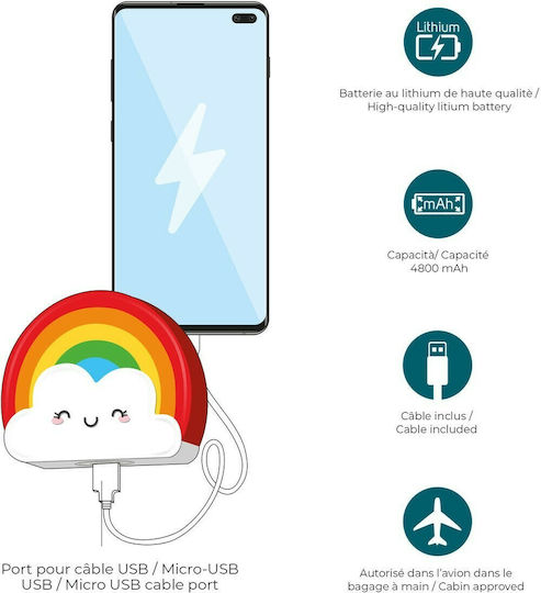 Legami Milano My Super Power 4800mAh cu Port USB-A Rainbow