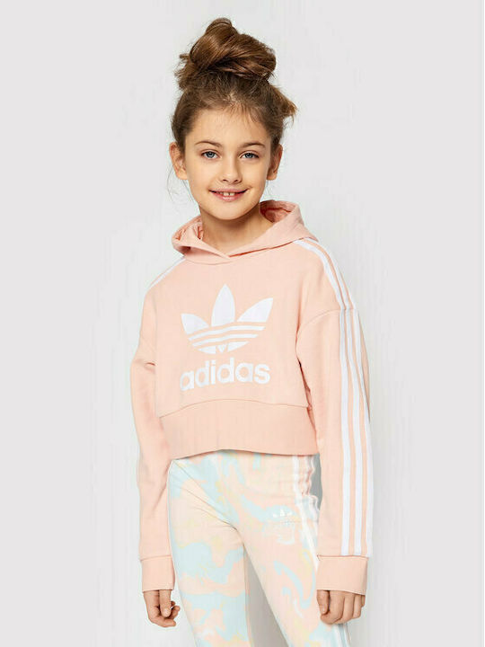 Kids Sweatshirt Cropped with Pockets Pink Adicolor