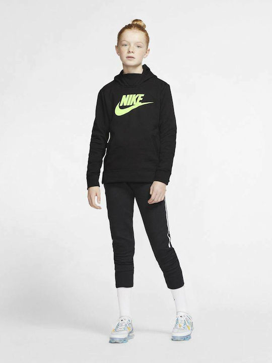 Fleece Kids Sweatshirt with Hood and Pockets Black Sportswear Club