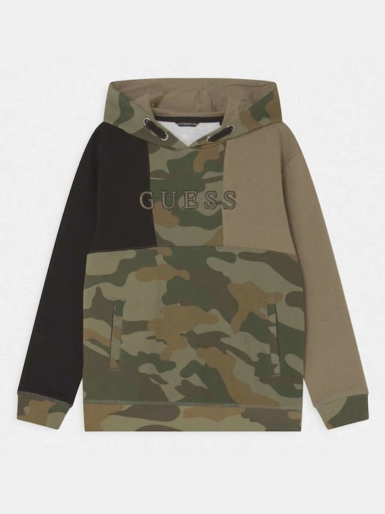 Guess Kids Sweatshirt with Hood and Pocket Khaki