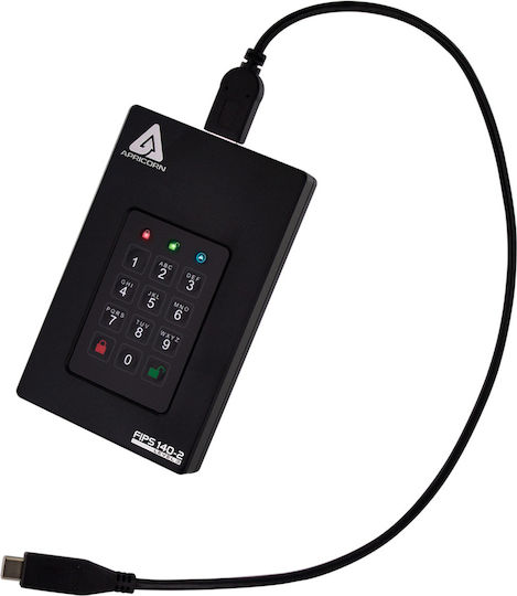 Apricorn Aegis Fortress L3 USB 3.2 Εξωτερικός HDD 2TB 2.5" Μαύρο