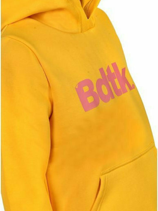 Fleece Παιδικό Φούτερ με Κουκούλα και Τσέπες Κίτρινο