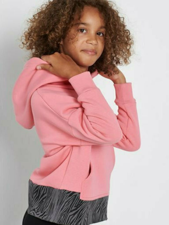 Fleece Kids Sweatshirt with Hood and Pockets Pink