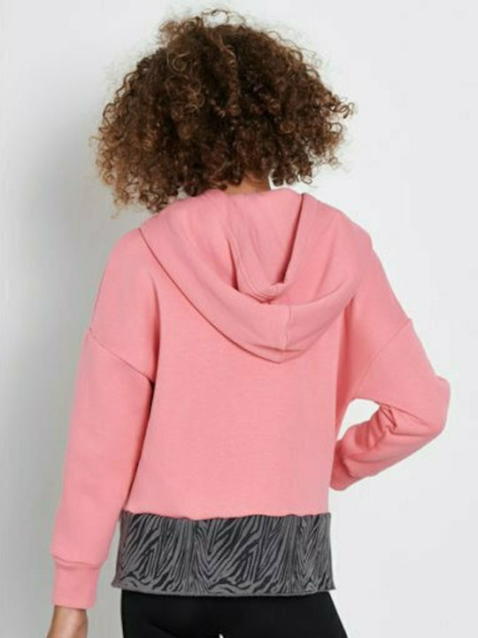 Fleece Kids Sweatshirt with Hood and Pockets Pink