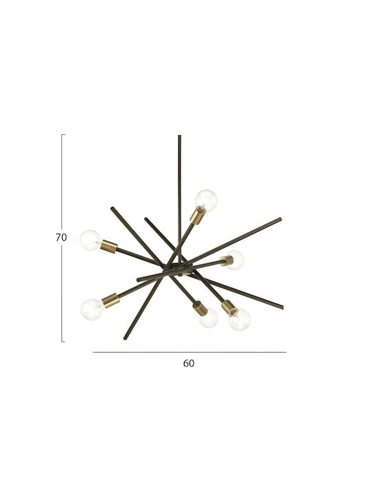 HomeMarkt Lustră Negru pentru 6 Becuri E27 60cm.