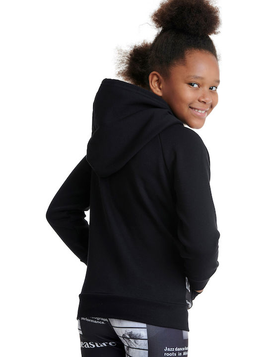 Fleece Επένδυση Kinder-Sweatshirt mit Kapuze und Taschen Schwarz Dancing