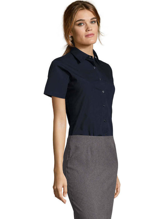 Escape Women's Monochrome Short Sleeve Shirt Navy Blue