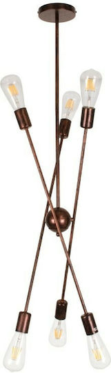 GloboStar Zane Pendant Light Copper Rail for 6 Bulbs E27 71x15x100cm