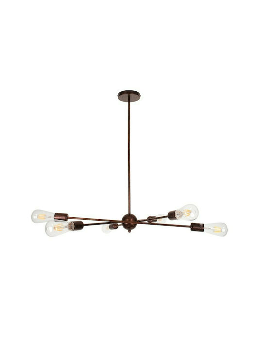 GloboStar Zane Pendant Light Copper Rail for 6 Bulbs E27 71x15x100cm
