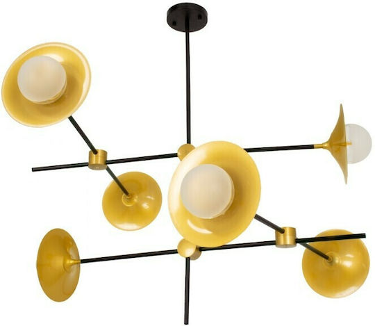 GloboStar Joliet Pendant Light Black Grid for 6 Bulbs G9 93x43x87cm