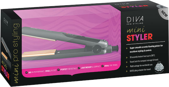 Diva Pro Styling Mini Styler Pro219 Pro219 Placă de Îndreptat Părul cu Plăci Ceramice 15W