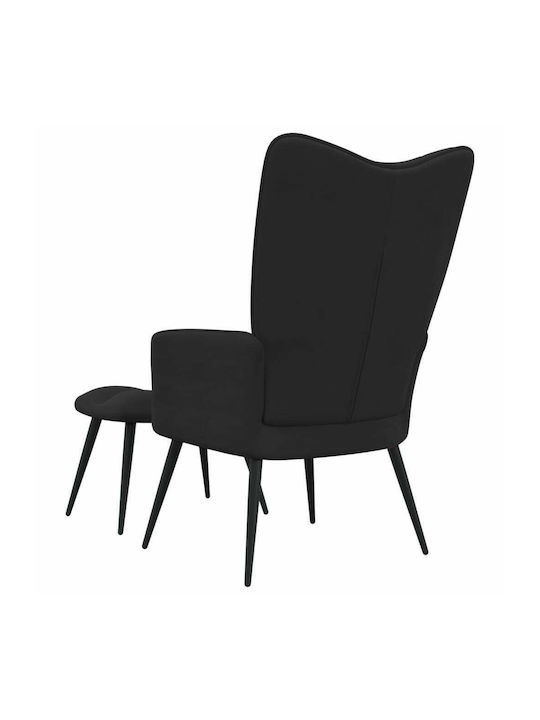 С поставка за крака Кадифен Черно 61x70x96.5см