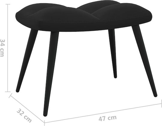 Μπερζέρα με Υποπόδιο Βελούδινη Μαύρο 61x70x96.5cm