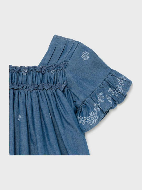 Rochie pentru Copii Mâneca scurta Denim Floral Albastru