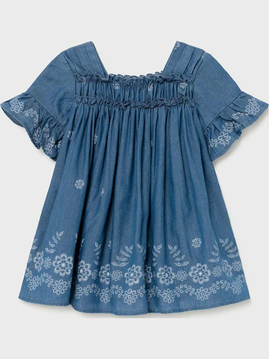 Rochie pentru Copii Mâneca scurta Denim Floral Albastru