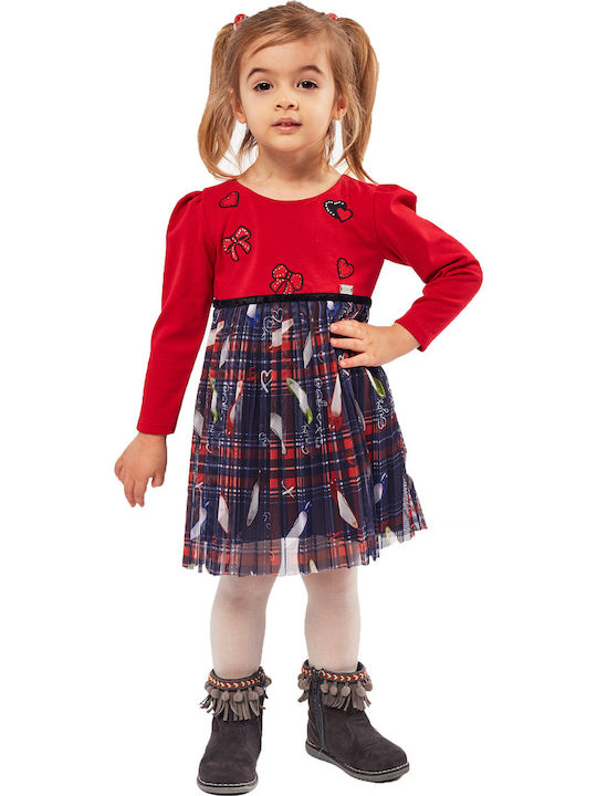 Children's Dress Long Sleeve Tulle Red