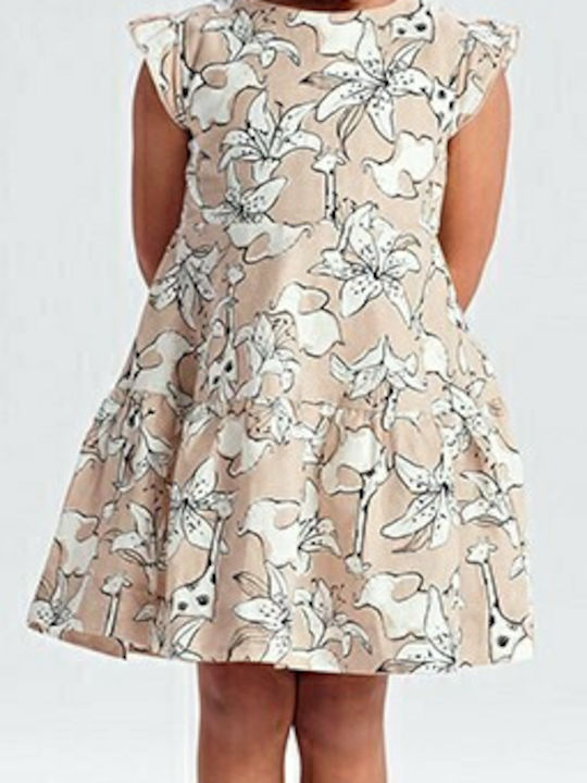 Rochie pentru Copii Fără mâneci In text: In Romanian: In Floral Bej