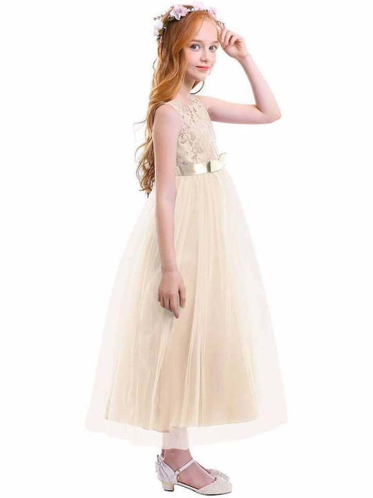 Kinderkleid Ärmellos Beige