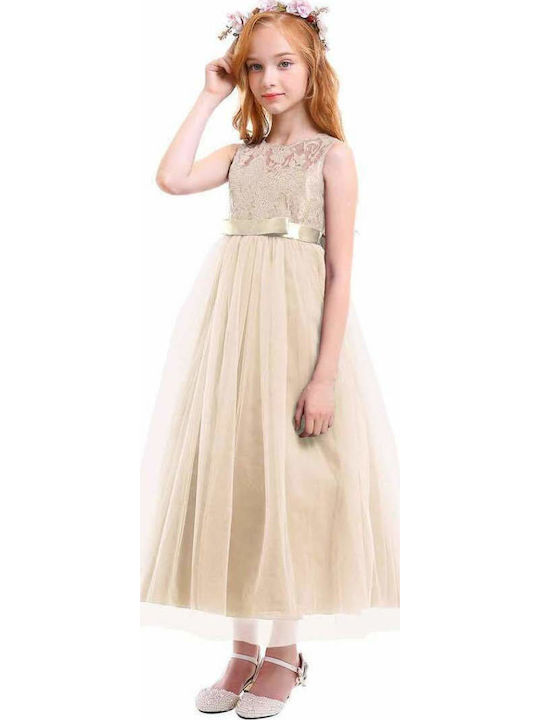 Kinderkleid Ärmellos Beige