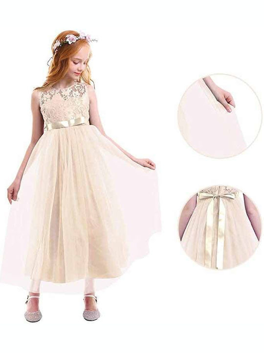 Kinderkleid Ärmellos Beige