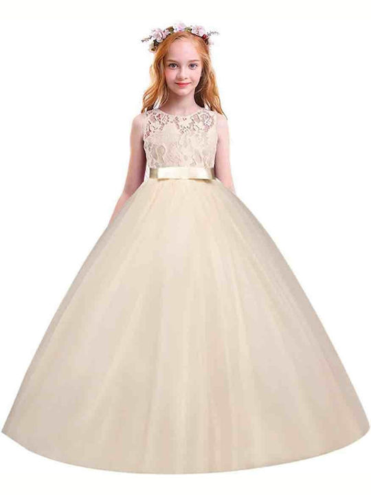 Kinderkleid Ärmellos Beige