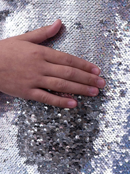 Children's Dress Sleeveless with Sequins Silver
