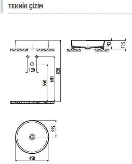 Creavit Loop Aufgesetztes Waschbecken Porzellan 45x45x11.5cm Basalt Matt