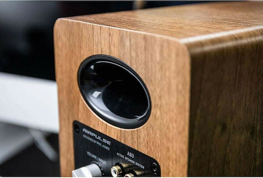 Airpulse A80 Αυτοενισχυόμενα Ηχεία με Bluetooth 100W (Ζεύγος) Καφέ