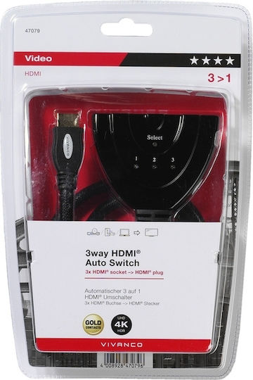 Vivanco 3 Inputs/1 Output HDMI Switch 47079