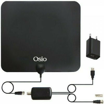 Osio OTA-2033 Εσωτερική Κεραία Τηλεόρασης (απαιτεί τροφοδοσία) σε Μαύρο Χρώμα Σύνδεση με Ομοαξονικό (Coaxial) Καλώδιο