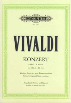 Edition Peters Vivaldi - Concerto in A Minor Op.3 N. 6 pentru Vioară