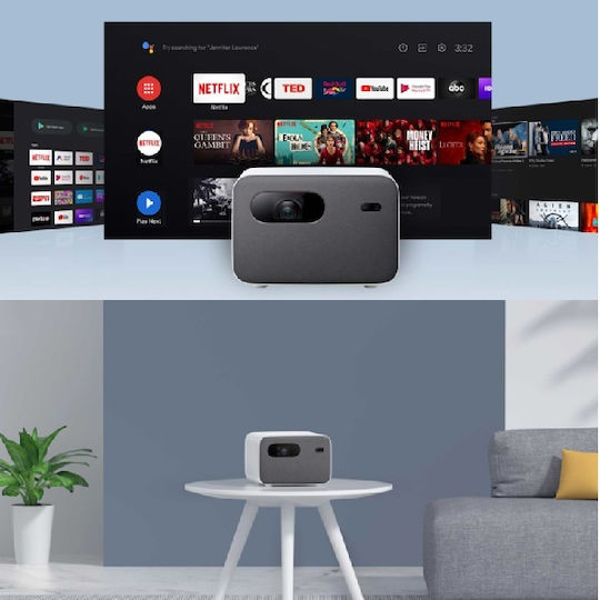 Xiaomi Mi Smart 2 Pro BHR4884GL Mini Projektor DLP Full HD LED-Lampe mit Wi-Fi und Eingebauten Lautsprechern Weiß