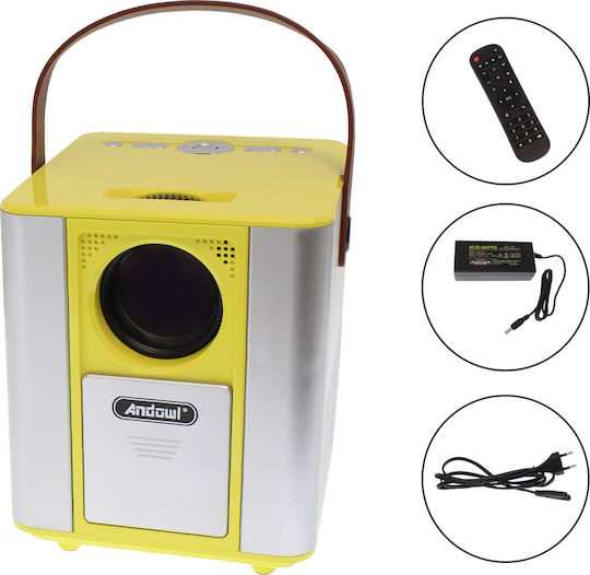 Andowl Q-HD600 Мини Проектор LCD Full HD LED лампа с вградени високоговорители Жълт