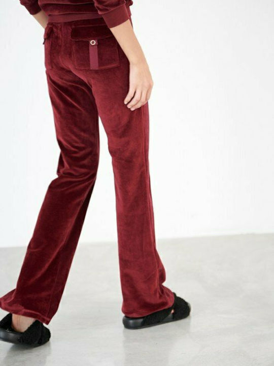 Basic Velveteen Sweatpants Flared Velvet Burgundy
