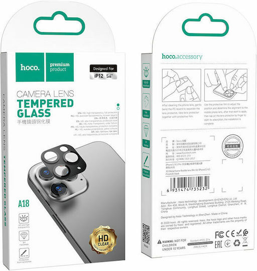 Hoco A18 3D Frame Film Camera Protection Metal Frame Black for the iPhone 12 Pro Max
