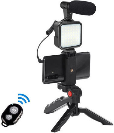 IRiSfot Jumpflash KIT-01LM Selfie Stick Τρίποδο Κινητού Bluetooth με Φωτισμό Μαύρο