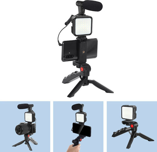 IRiSfot Jumpflash KIT-01LM Selfie Stick Τρίποδο Κινητού Bluetooth με Φωτισμό Μαύρο