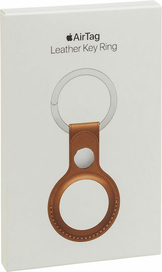 Apple Leather Key Ring Leather Keychain Case for AirTag Saddle Brown