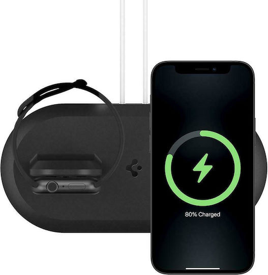 Spigen MagFit Duo Βάση Φόρτισης MagSafe σε Μαύρο χρώμα