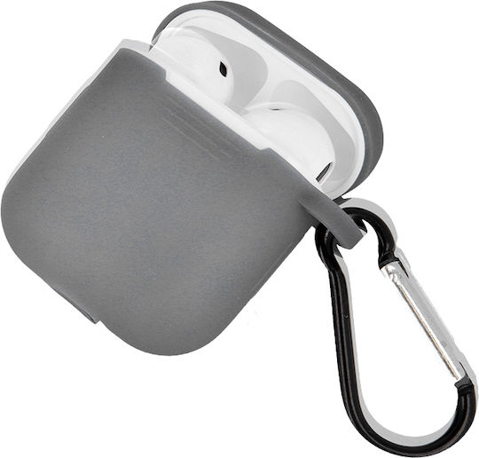 Θήκη Σιλικόνης με Γάντζο Γκρι Ανοιχτό για Apple AirPods